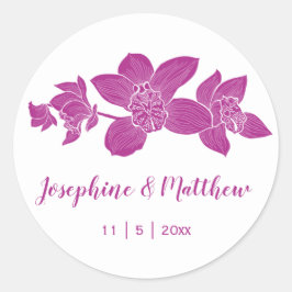 Elegant Magenta Orchids Blumenkleber Runder Aufkleber