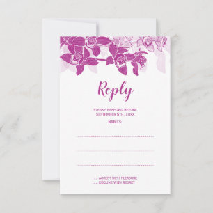 Elégant Magenta Orchids Mariage Cartes de réponse