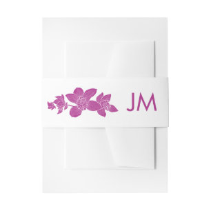 Elegant Magenta Orchids Monogram Floral Wedding Einladungsbanderole