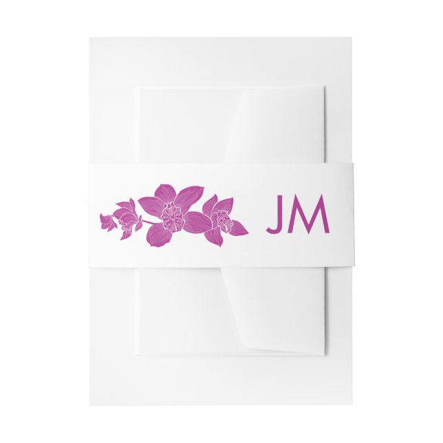 Elegant Magenta Orchids Monogram Floral Wedding Einladungsbanderole (Vorderseite Beispiel)