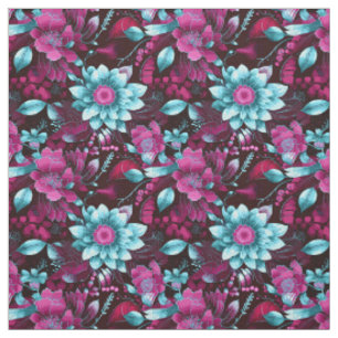 Elegant Magenta & Pale Blue Boho Chic Floral Stoff