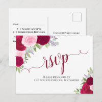 Elegant Magenta Pink Aquarellfarben Rose Hochzeit