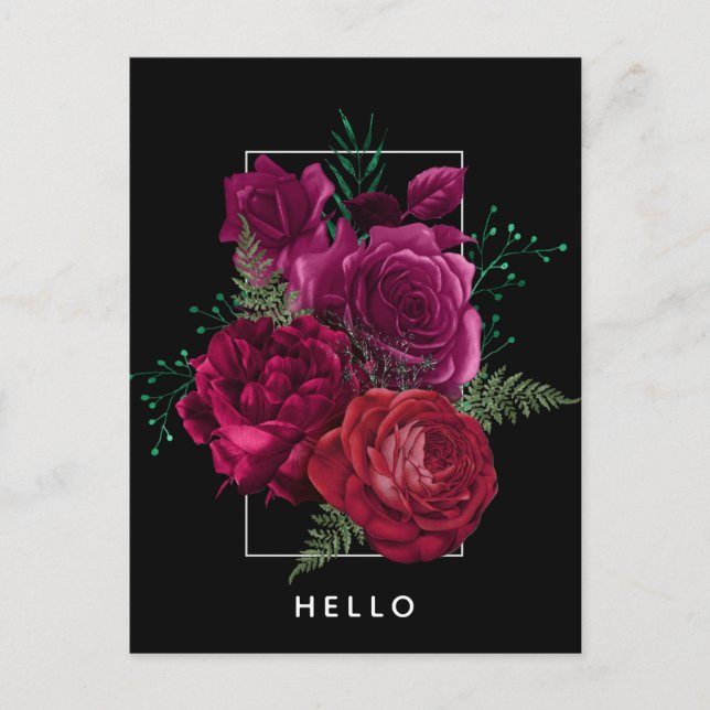Elegant Magenta Rose Floral Bouquet Postkarte (Vorderseite)