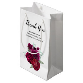 Elegant Magenta Rose Floral Bouquet Vielen Dank Kleine Geschenktüte