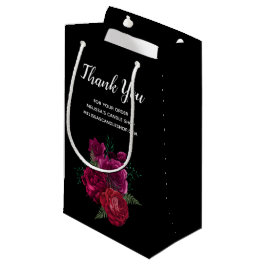 Elegant Magenta Rose Floral Bouquet Vielen Dank Kleine Geschenktüte