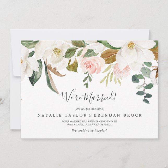 Elegant Magnolia | Ankündigung der White Elopement (Vorderseite)