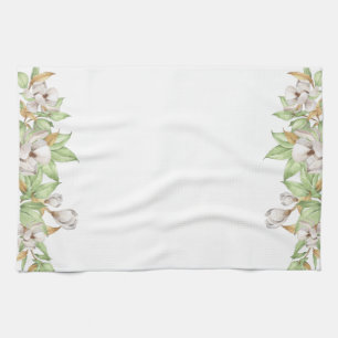 Elégant Magnolia Aquarelle Serviette de cuisine