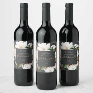 Elegant Magnolia   Black Bridesmaid Vorschlag Weinetikett
