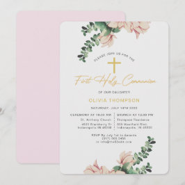 Elegant Magnolia Bloral Blush Erste Kommune Einladung