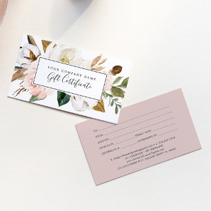 Élégant Magnolia Certificat cadeau blanc et blan