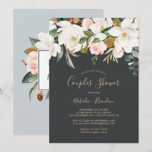 Elegant Magnolia Dusche für Schwarze und Weiße P Einladung