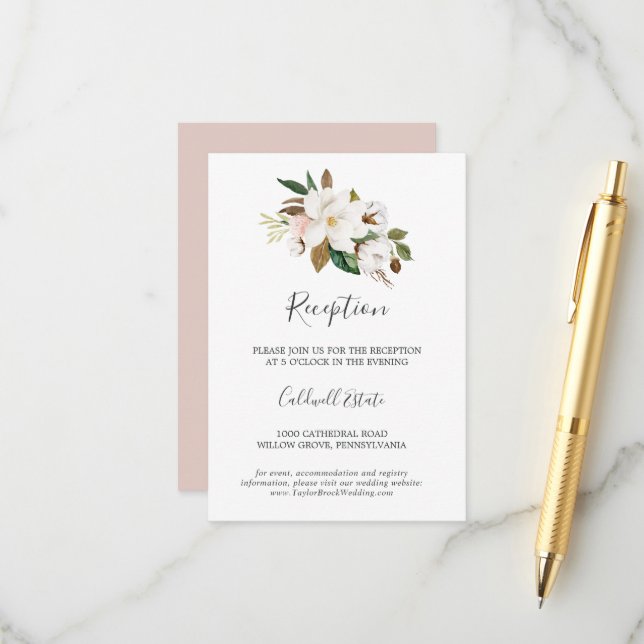 Elegant Magnolia | Einsteckkarte für den weißen Em Begleitkarte (Vorderseite/Rückseite Beispiel)