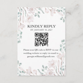 Elegant Magnolia Eucalyptus QR Code UAWG Enc Begleitkarte