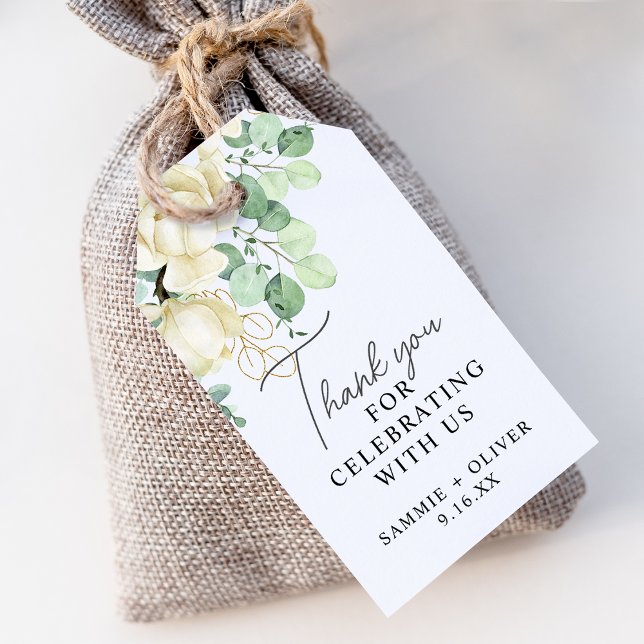 Elegant Magnolia Eucalyptus Vielen Dank für Ihre H Geschenkanhänger (Elegant Magnolia Eucalyptus Thank You Wedding Gift Tags)