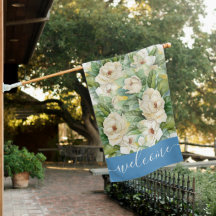 Elegant Magnolia Floral Blue Begrüßungsskript