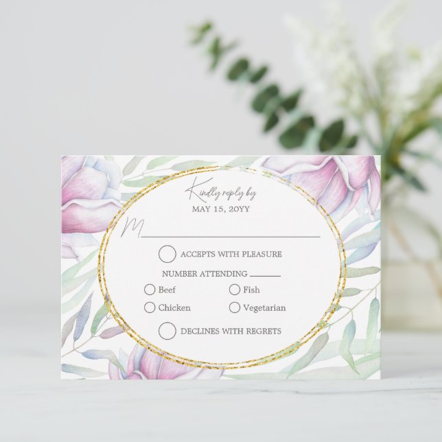 Élégant Magnolia Floral RSVP (Debout devant)