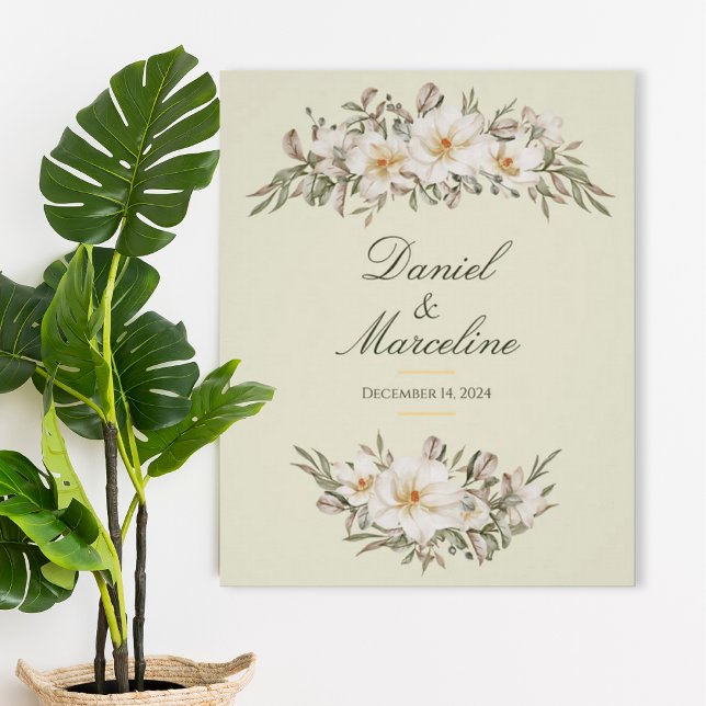 Elegant Magnolia Floral Wedding Poster (Von Creator hochgeladen)