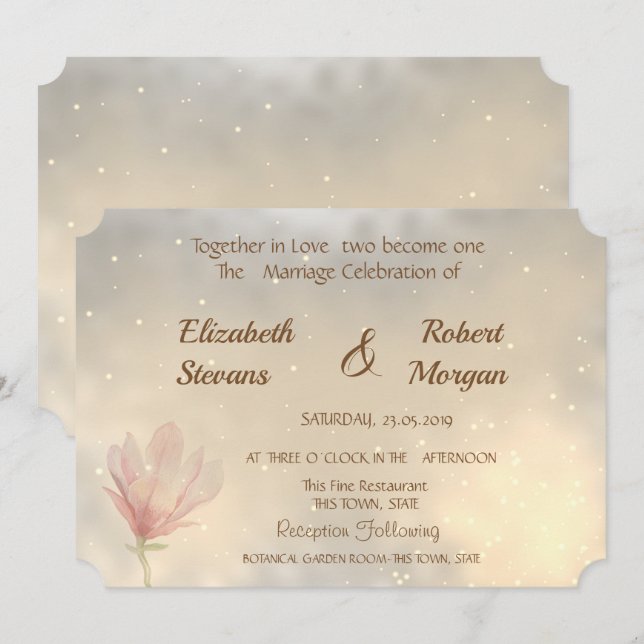 Elegant Magnolia Hochzeit Einladung (Vorne/Hinten)