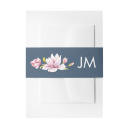 Elegant Magnolia Monogram Floral Wedding Einladungsbanderole