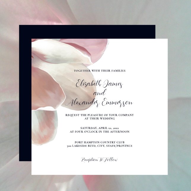 Elégant Magnolia rose et blanc Faire-part de maria (Elegant Magnolia Pink and White Wedding Invitation 2)