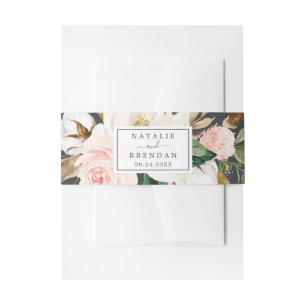 Elegant Magnolia Schwarze Hochzeit Einladungsbanderole