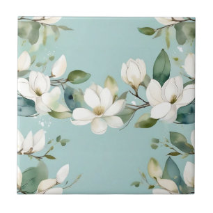 Elegant Magnolia und Grüne Garland Fliese