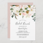 Elegant Magnolia | White and Blush Bridal Brunch Einladung<br><div class="desc">Dieses elegante,  weiße und rot-weiße Brautbrunch lädt zu einem modernen Polterabend ein. Das weiche Blumendesign besticht durch die blau-farbenen Rosa-Bäckereien,  die atemberaubenden magnolischen Blume und die Baumwolle mit goldenen und grünen Blätter in einem luxuriösen Ambiente. Personalisieren Sie die Rückseite der Karte mit dem Namen des Ehrengast und der Veranstaltung.</div>