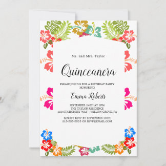 Elegant Magnolia | White and Blush Quinceñera Einladung
