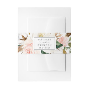 Elegant Magnolia White and Blush Wedding Einladungsbanderole