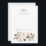 Elegant Magnolia | White and Blush Wedding Hinweiskarte<br><div class="desc">Diese elegante magnolische weiße und rot-grüne Hochzeitsratenkarte ist ideal für eine moderne Hochzeit und kann für jede Veranstaltung verwendet werden. Das weiche Blumendesign besticht durch die blau-farbenen Rosa-Bäckereien, die atemberaubenden magnolischen Blume und die Baumwolle mit goldenen und grünen Blätter in einem luxuriösen Ambiente. Diese Ratschläge können als Gästebuchalternative für Hochzeitsempfang,...</div>
