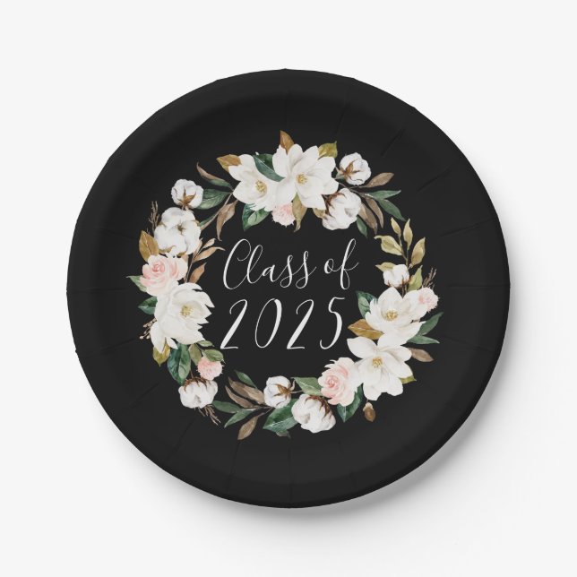 Elegant Magnolias Class of 2023 Abschluss Pappteller (Vorderseite)