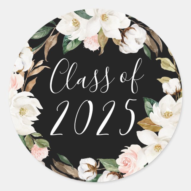 Elegant Magnolias Class of 2023 Abschluss Runder Aufkleber (Vorderseite)
