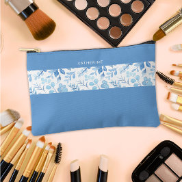 Elegant Maid of Honor Blue Floral  Zubehörtasche