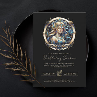 Elegant Maiden Star Symbol Classic Blue Gold Virgo Einladung