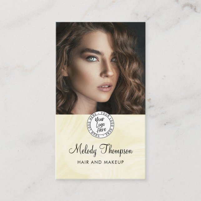 Elegant Makeup Photo Logo QR Code Social Icon  Visitenkarte (Vorderseite)