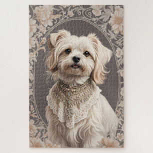 Elegant Maltese Dog William Morris Inspiriert