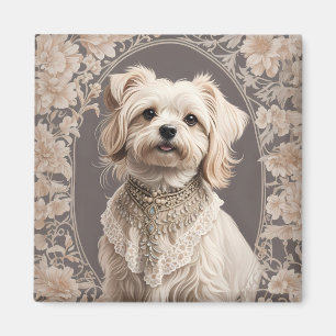 Elegant Maltese Dog William Morris Inspiriert Magnet