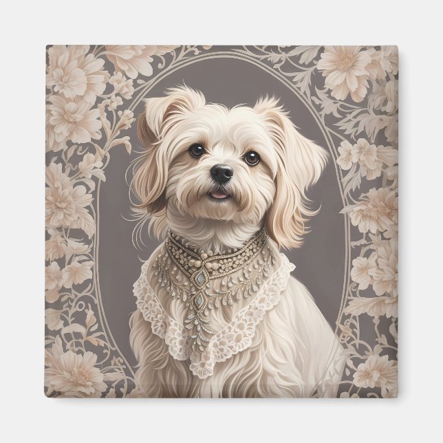 Elegant Maltese Dog William Morris Inspiriert Magnet (Vorne)