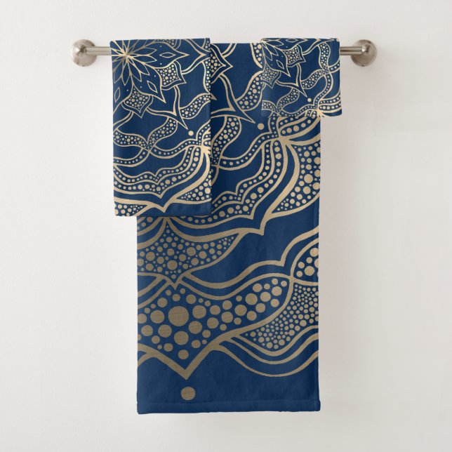 Elégant Mandala Art Boho Gold et Navy Blue Luxury (En situation)