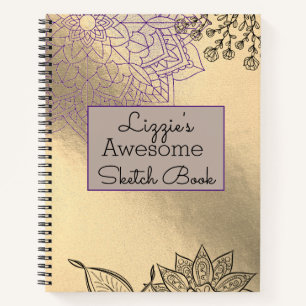 Elegant Mandala auf Gold Sketch-Notebook Notizbuch