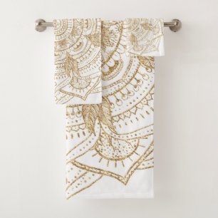 Elégant Mandala Blanc & Or Dessiné À La Main