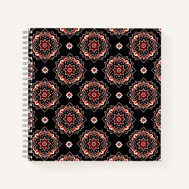 Elegant Mandala Boho Blumenmuster Notizbuch (Vorderseite)