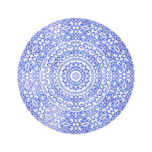 Elégant Mandala Boho Méditerranéen Blanc Et Bleu