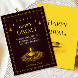 Elegant Mandala Diya Brown Gold Diwali Urlaub Feiertagskarte