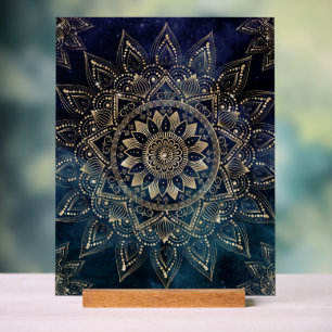 Elégant Mandala Gold Blue Galaxy