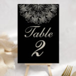 Elegant Mandala Indian Henna Boho Black Wedding Tischnummer<br><div class="desc">This isn’t just a table number—it’s a statement. With its intricate mandala and henna-inspired detailing, this design blends Indian elegance with boho chic flair, all grounded in a bold black backdrop. Perfect for weddings that honor tradition with a modern edge, black-tie affairs with personality, or bohemian celebrations that crave depth....</div>