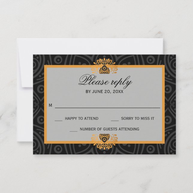 Elegant Mandala Indian Wedding RSVP (Vorderseite)