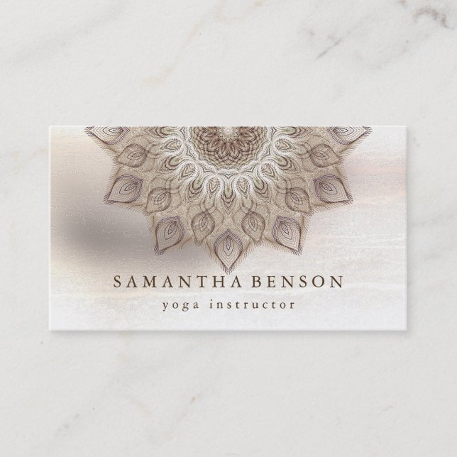 Elegant Mandala Lotus Blume Logo Yoga Instructor Visitenkarte (Vorderseite)