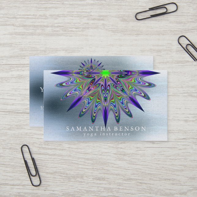 Elegant Mandala Lotus Blume Logo Yoga Instructor  Visitenkarte (Vorderseite/Rückseite Beispiel)