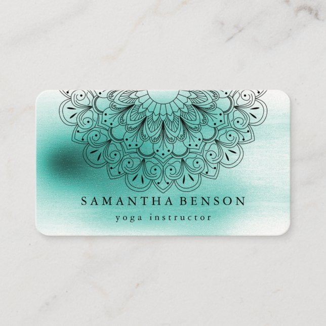 Elegant Mandala Lotus Blume Logo Yoga Instructor Visitenkarte (Vorderseite)